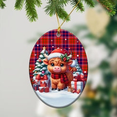 Cameron of Lochiel Modern Tartan Christmas Ceramic Ornament - Highland Cow Winter Style