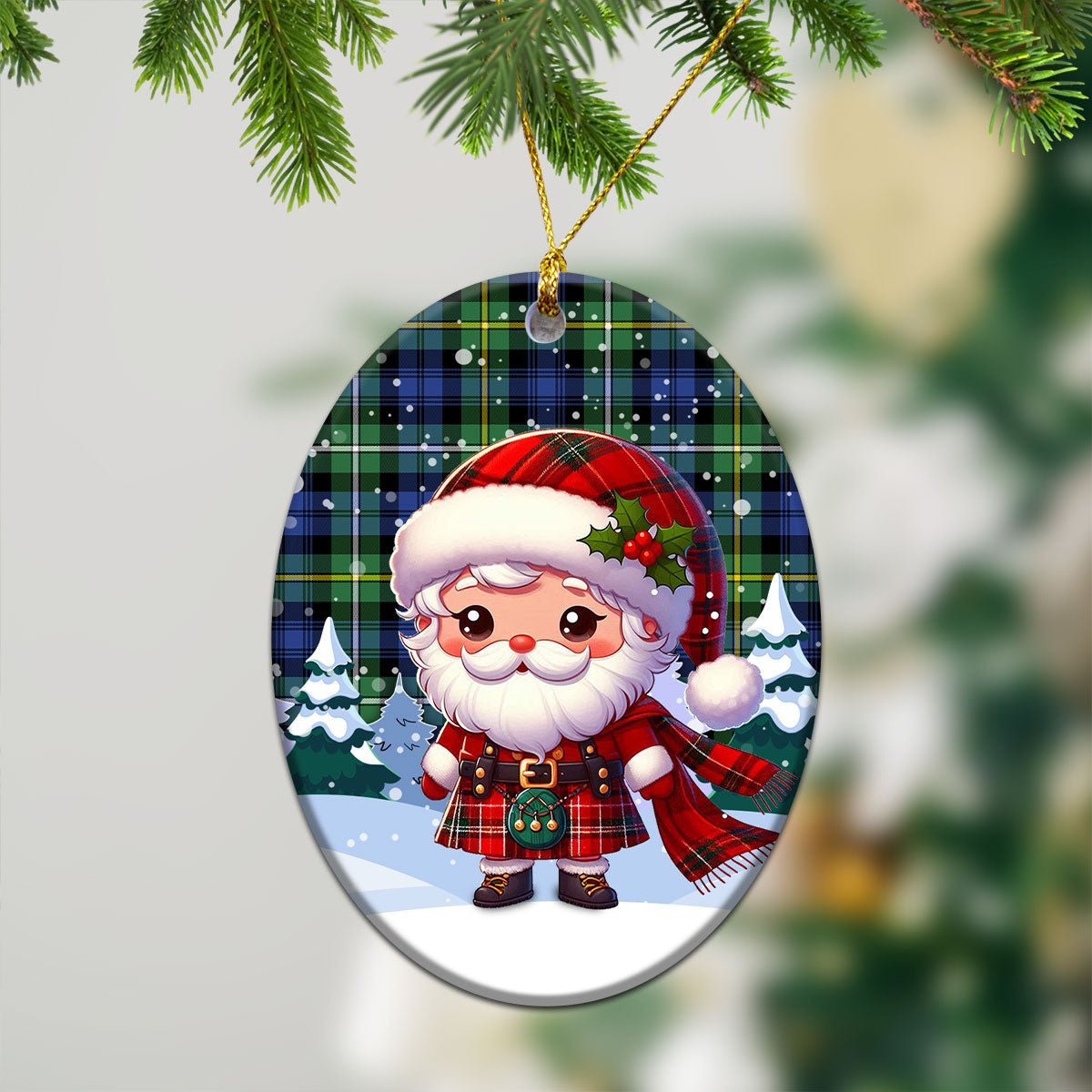 Campbell Argyll Ancient Tartan Christmas Ceramic Ornament - Santa Claus In Kilt Style