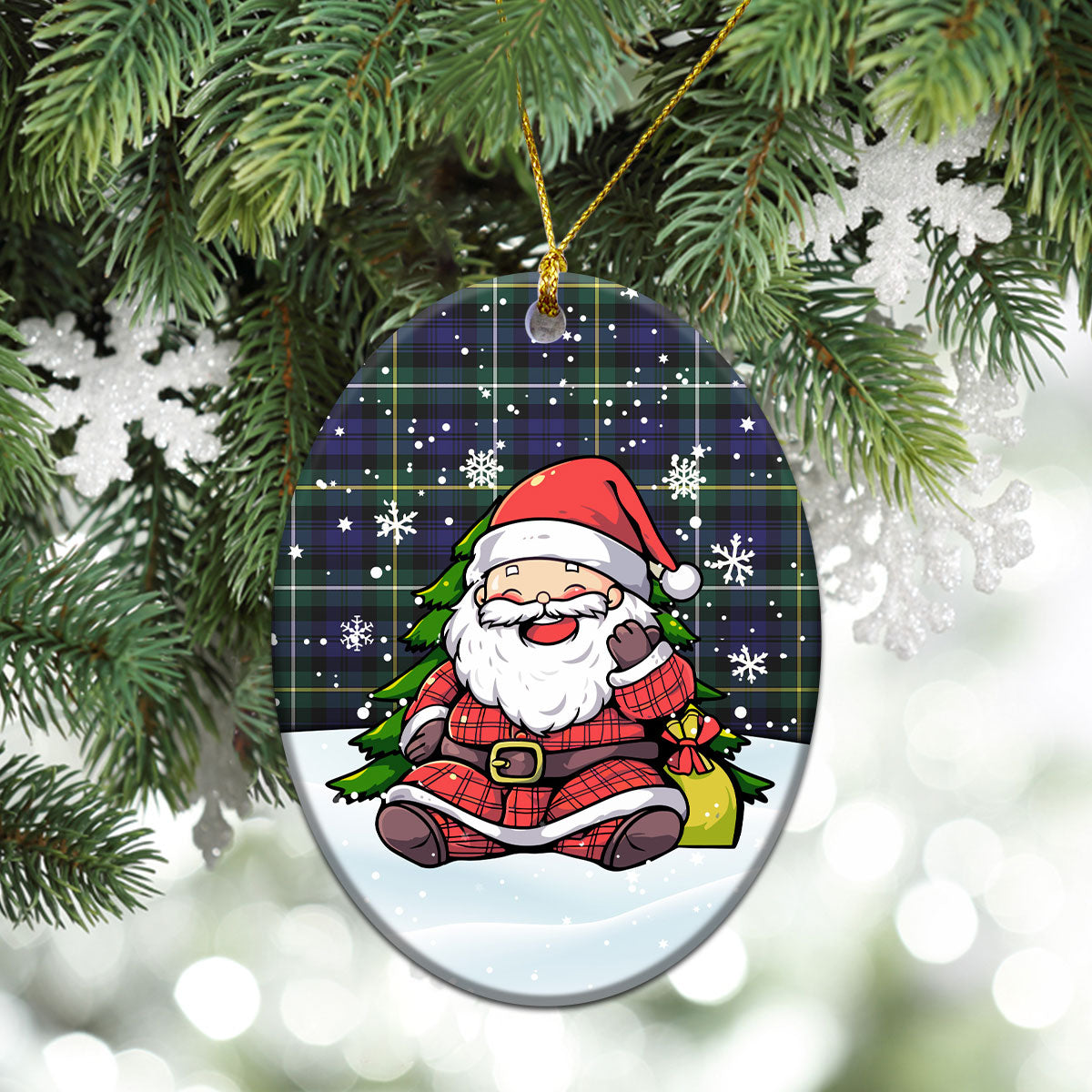 Campbell Argyll Modern Tartan Christmas Ceramic Ornament - Scottish Santa Style