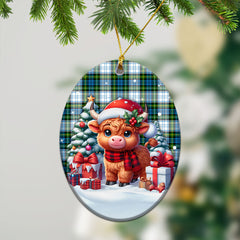 Campbell Dress Tartan Christmas Ceramic Ornament - Highland Cow Winter Style