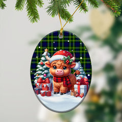 Campbell of Breadalbane Modern Tartan Christmas Ceramic Ornament - Highland Cow Winter Style