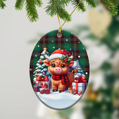 Chisholm Hunting Ancient Tartan Christmas Ceramic Ornament - Highland Cow Winter Style