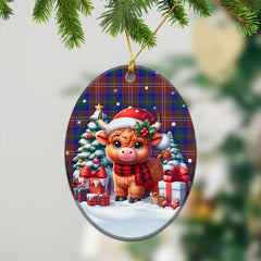 Chisholm Hunting Modern Tartan Christmas Ceramic Ornament - Highland Cow Winter Style