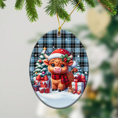 Clark Ancient Tartan Christmas Ceramic Ornament - Highland Cow Winter Style