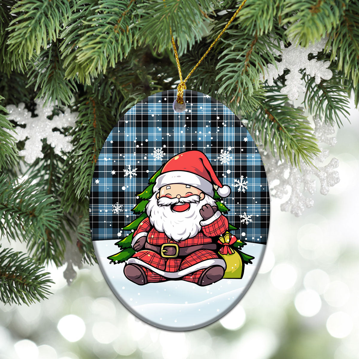 Clark Ancient Tartan Christmas Ceramic Ornament - Scottish Santa Style