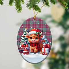 Crawford Ancient Tartan Christmas Ceramic Ornament - Highland Cow Winter Style