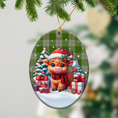 Cunningham Dress Green Dancers Tartan Christmas Ceramic Ornament - Highland Cow Winter Style