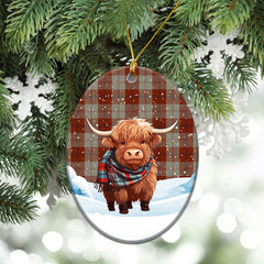 Davidson Dress Dancers Tartan Christmas Ceramic Ornament - Highland Cows Snow Style