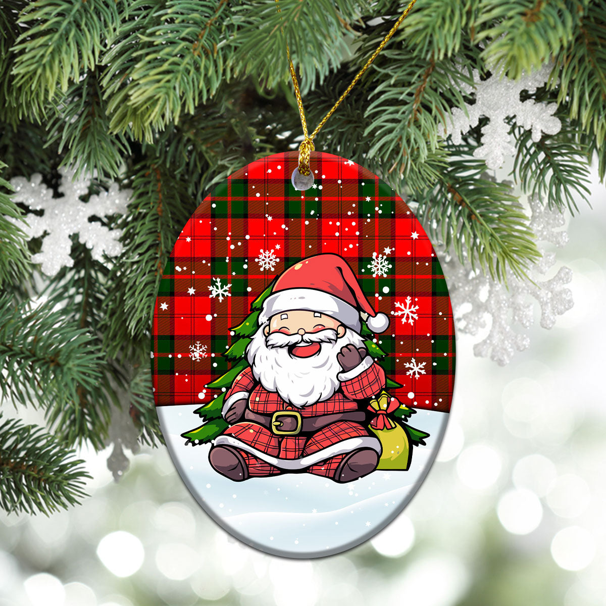 Dunbar Modern Tartan Christmas Ceramic Ornament - Scottish Santa Style