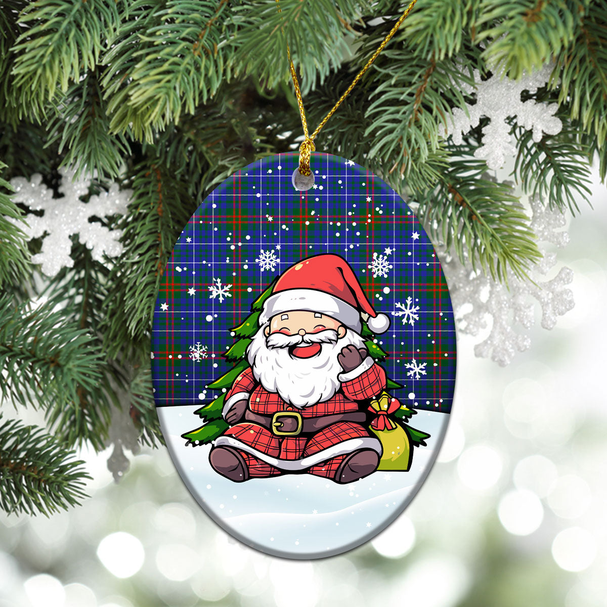 Edmonstone Tartan Christmas Ceramic Ornament - Scottish Santa Style