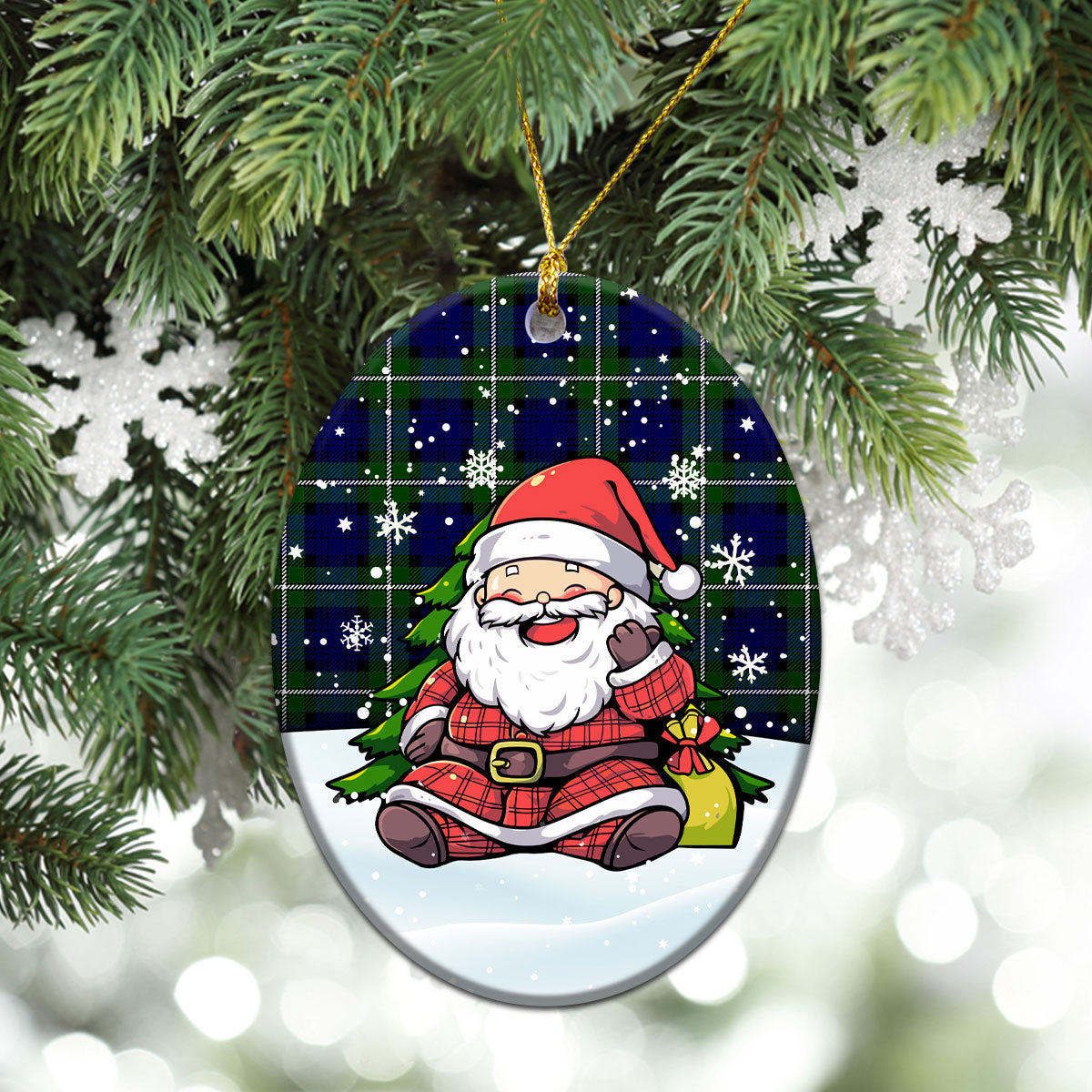 Forbes Modern Tartan Christmas Ceramic Ornament - Scottish Santa Style