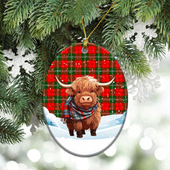 Gartshore Tartan Christmas Ceramic Ornament - Highland Cows Snow Style