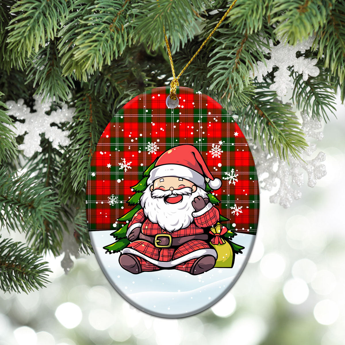 Gartshore Tartan Christmas Ceramic Ornament - Scottish Santa Style