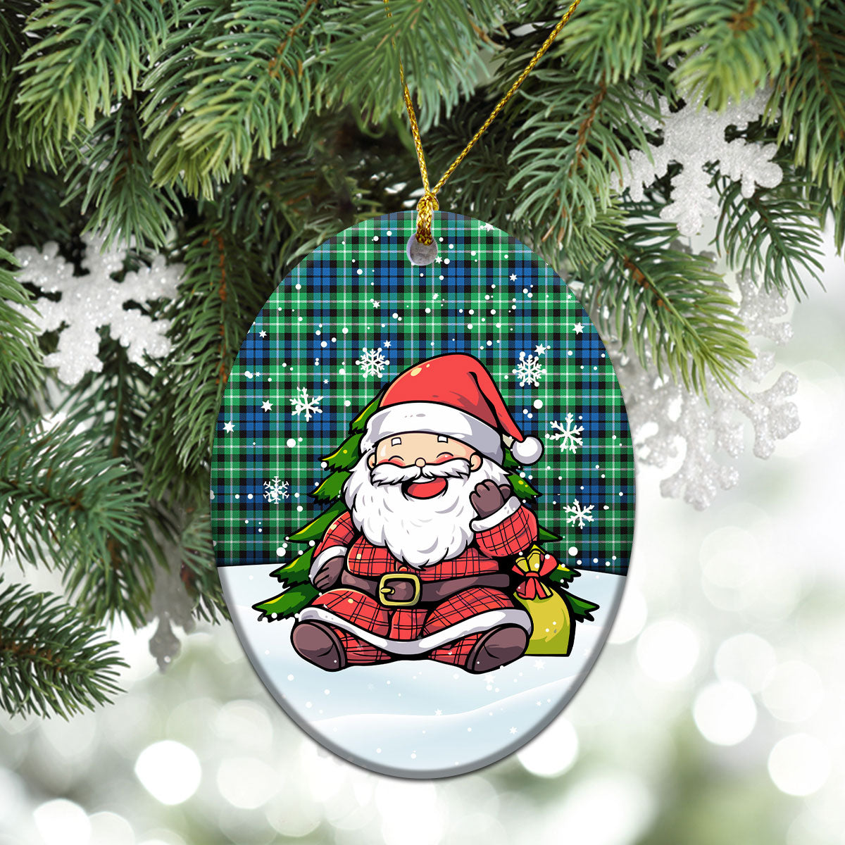 Graham of Montrose Ancient Tartan Christmas Ceramic Ornament - Scottish Santa Style