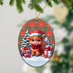 Grant Ancient Tartan Christmas Ceramic Ornament - Highland Cow Winter Style