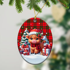 Grant Modern Tartan Christmas Ceramic Ornament - Highland Cow Winter Style