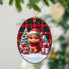 Hopkirk Tartan Christmas Ceramic Ornament - Highland Cow Winter Style