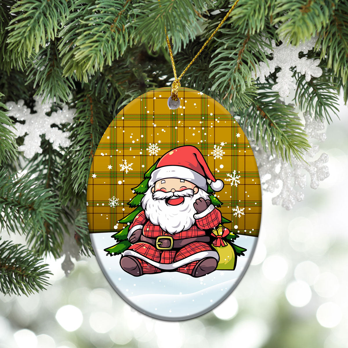 Houston Tartan Christmas Ceramic Ornament - Scottish Santa Style