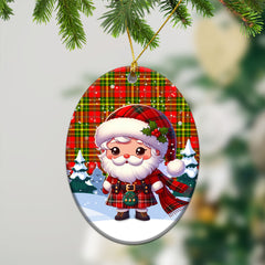 Leask Tartan Christmas Ceramic Ornament - Santa Claus In Kilt Style