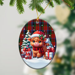 Leith Tartan Christmas Ceramic Ornament - Highland Cow Winter Style