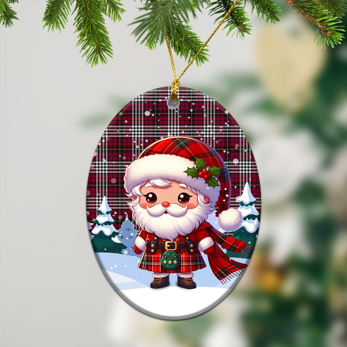 Little Tartan Christmas Ceramic Ornament - Santa Claus In Kilt Style