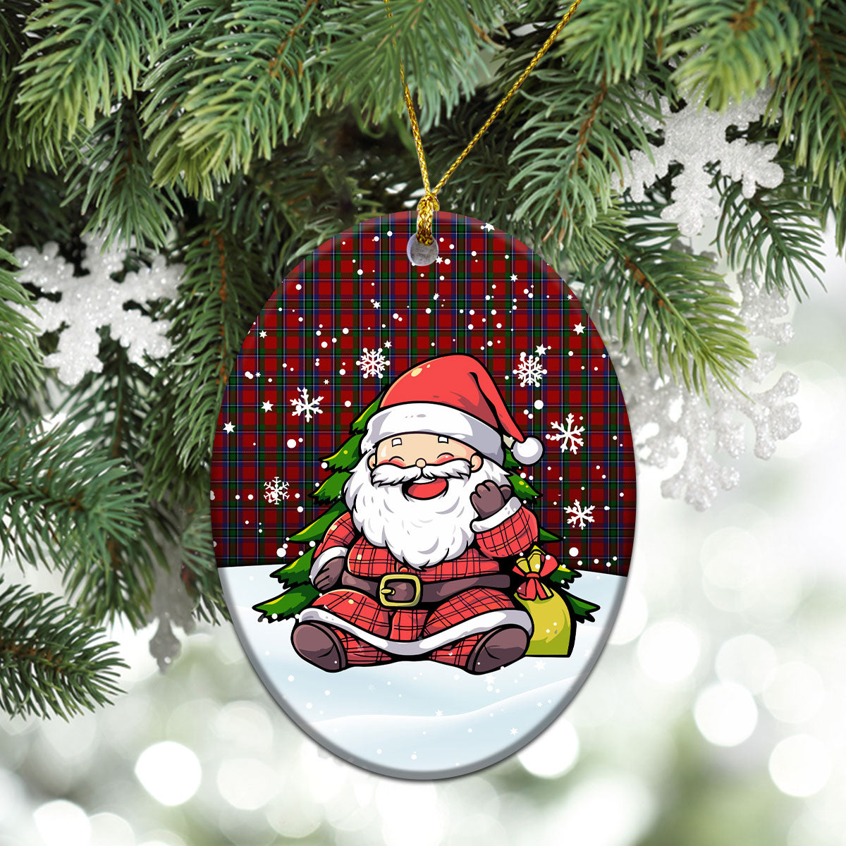 Lyall Tartan Christmas Ceramic Ornament - Scottish Santa Style