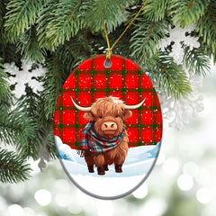 MacDonald of Sleat Tartan Christmas Ceramic Ornament - Highland Cows Snow Style