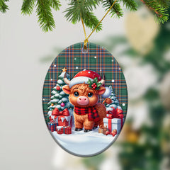 MacFarlane Hunting Ancient Tartan Christmas Ceramic Ornament - Highland Cow Winter Style