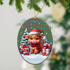 MacKintosh Hunting Ancient Tartan Christmas Ceramic Ornament - Highland Cow Winter Style