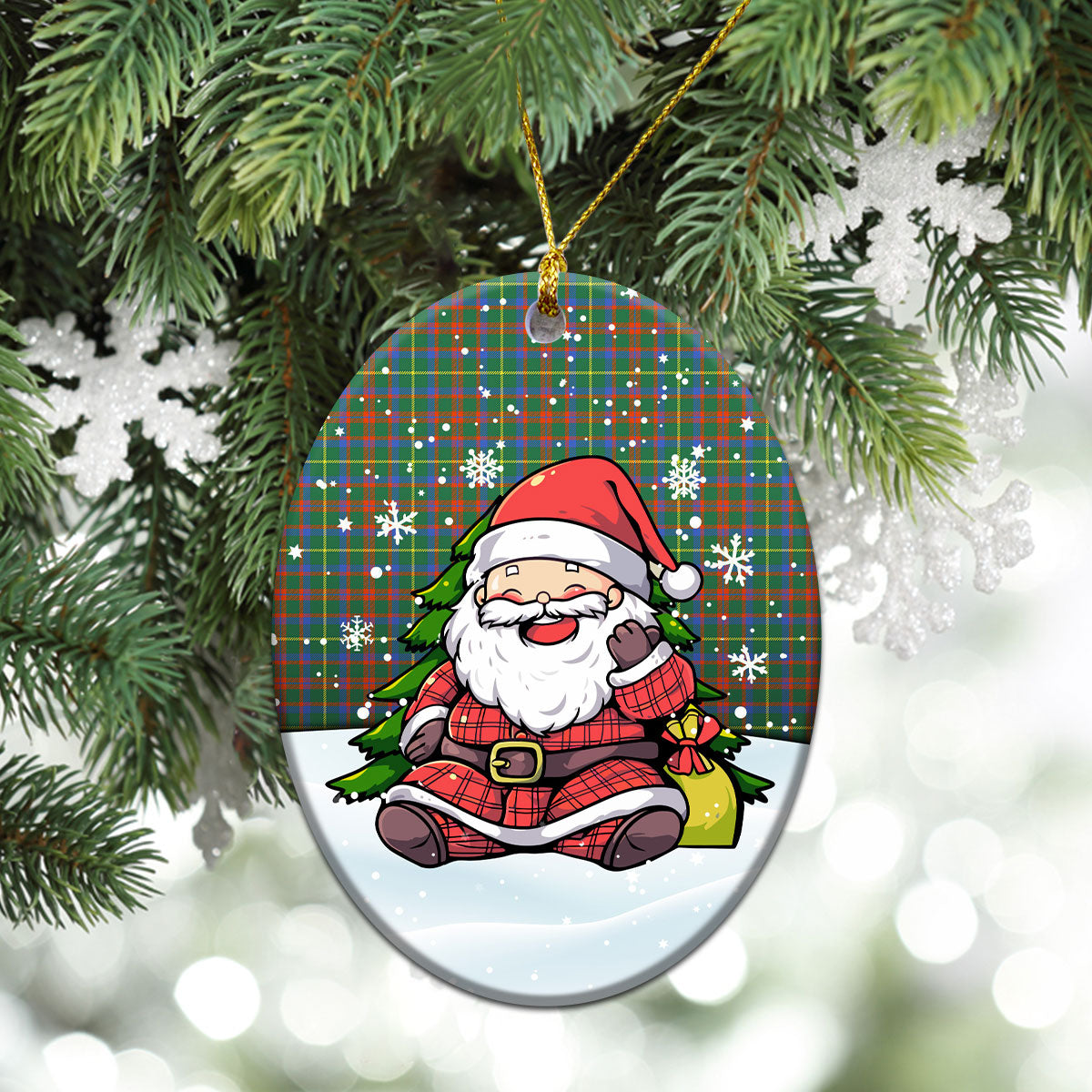 MacKintosh Hunting Ancient Tartan Christmas Ceramic Ornament - Scottish Santa Style