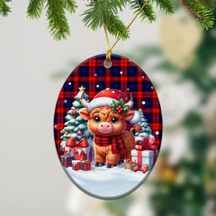 MacLachlan Modern Tartan Christmas Ceramic Ornament - Highland Cow Winter Style