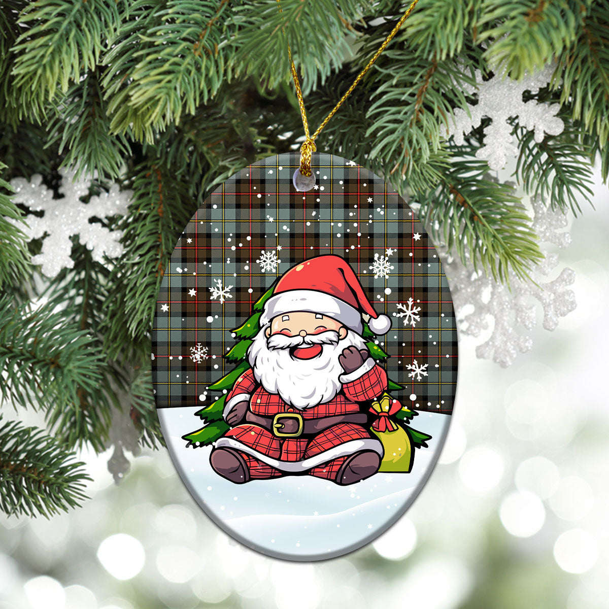 MacLeod of Harris Weathered Tartan Christmas Ceramic Ornament - Scottish Santa Style