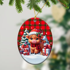 MacNab Modern Tartan Christmas Ceramic Ornament - Highland Cow Winter Style