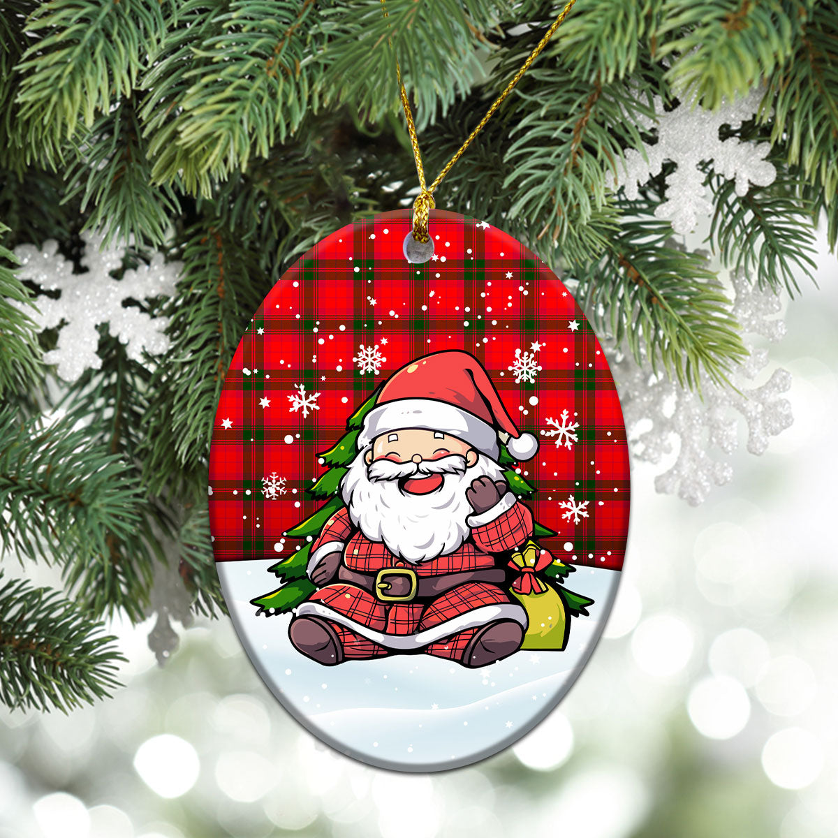 MacNab Modern Tartan Christmas Ceramic Ornament - Scottish Santa Style