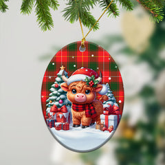 MacPhee Modern Tartan Christmas Ceramic Ornament - Highland Cow Winter Style