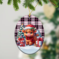 MacPherson Hunting Modern Tartan Christmas Ceramic Ornament - Highland Cow Winter Style