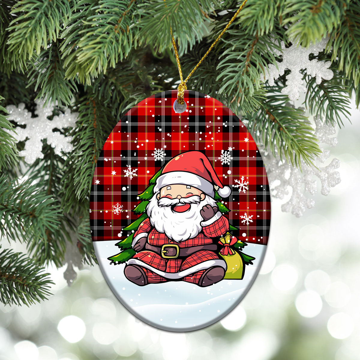 Marjoribanks Tartan Christmas Ceramic Ornament - Scottish Santa Style