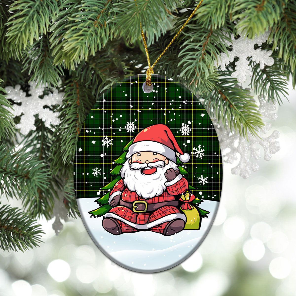 McAlpine Modern Tartan Christmas Ceramic Ornament - Scottish Santa Style