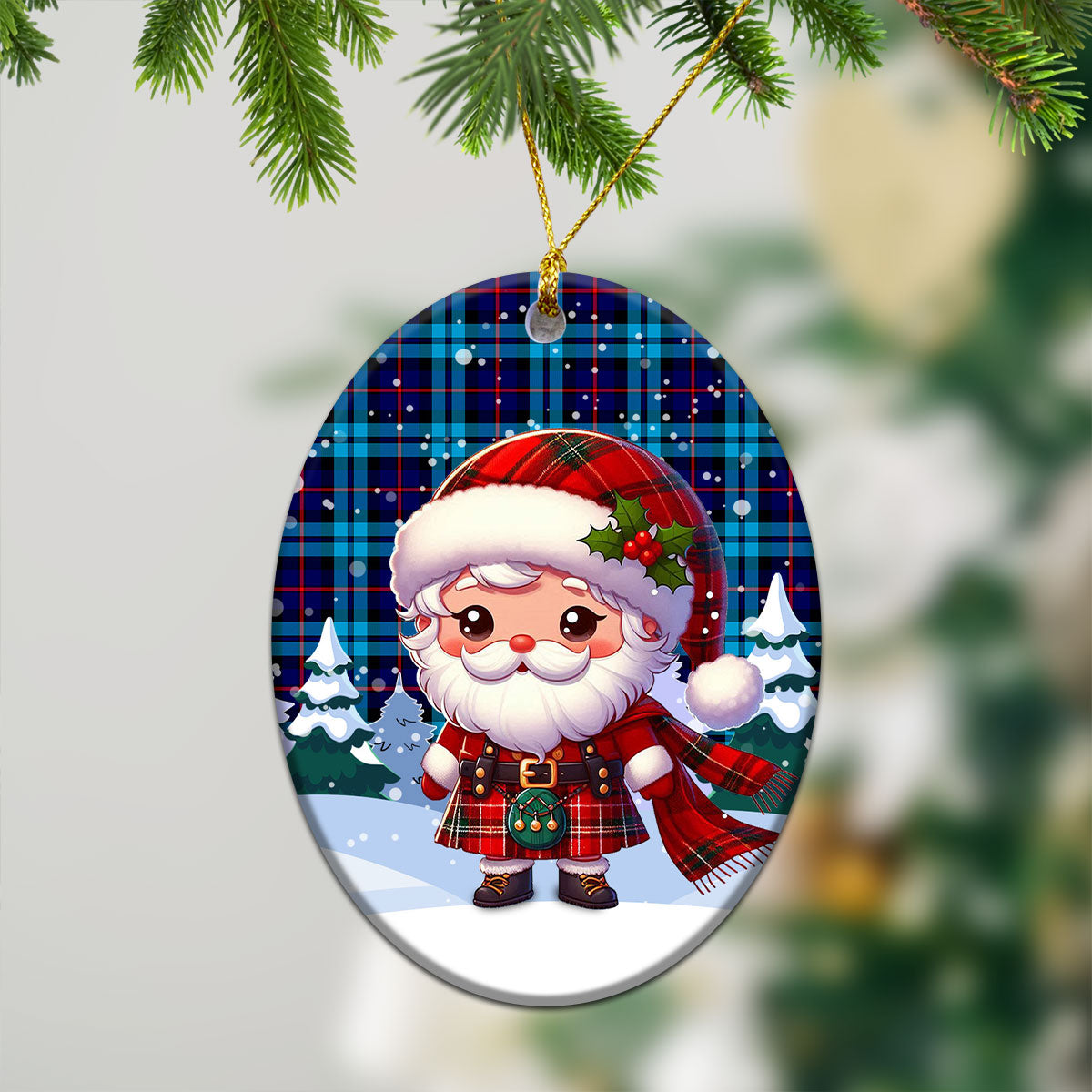 McCorquodale Tartan Christmas Ceramic Ornament - Santa Claus In Kilt Style