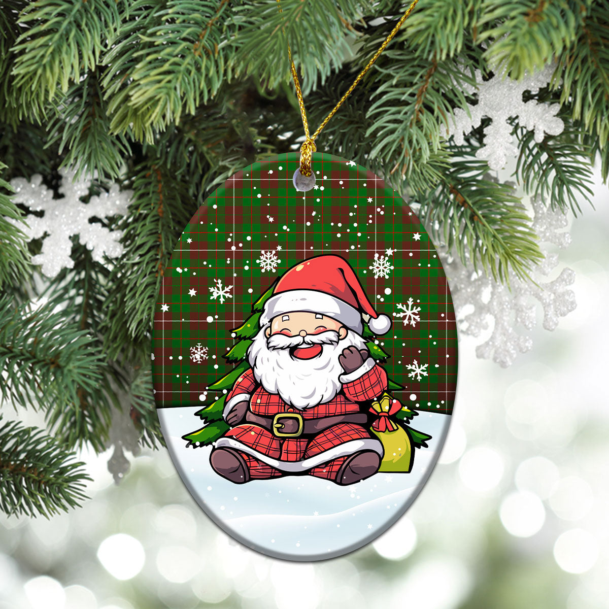 McKinnon Hunting Modern Tartan Christmas Ceramic Ornament - Scottish Santa Style