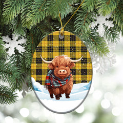 McLeod of Lewis Ancient Tartan Christmas Ceramic Ornament - Highland Cows Snow Style