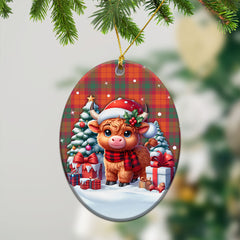 McNab Ancient Tartan Christmas Ceramic Ornament - Highland Cow Winter Style