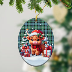 Melville Tartan Christmas Ceramic Ornament - Highland Cow Winter Style