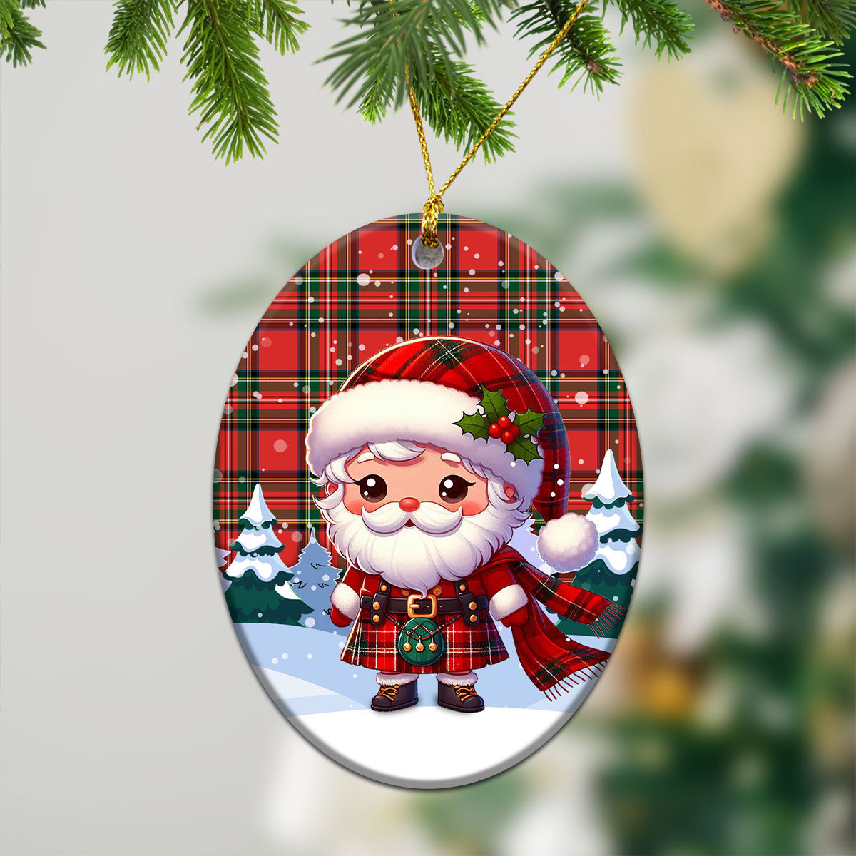 Monypenny Tartan Christmas Ceramic Ornament - Santa Claus In Kilt Style