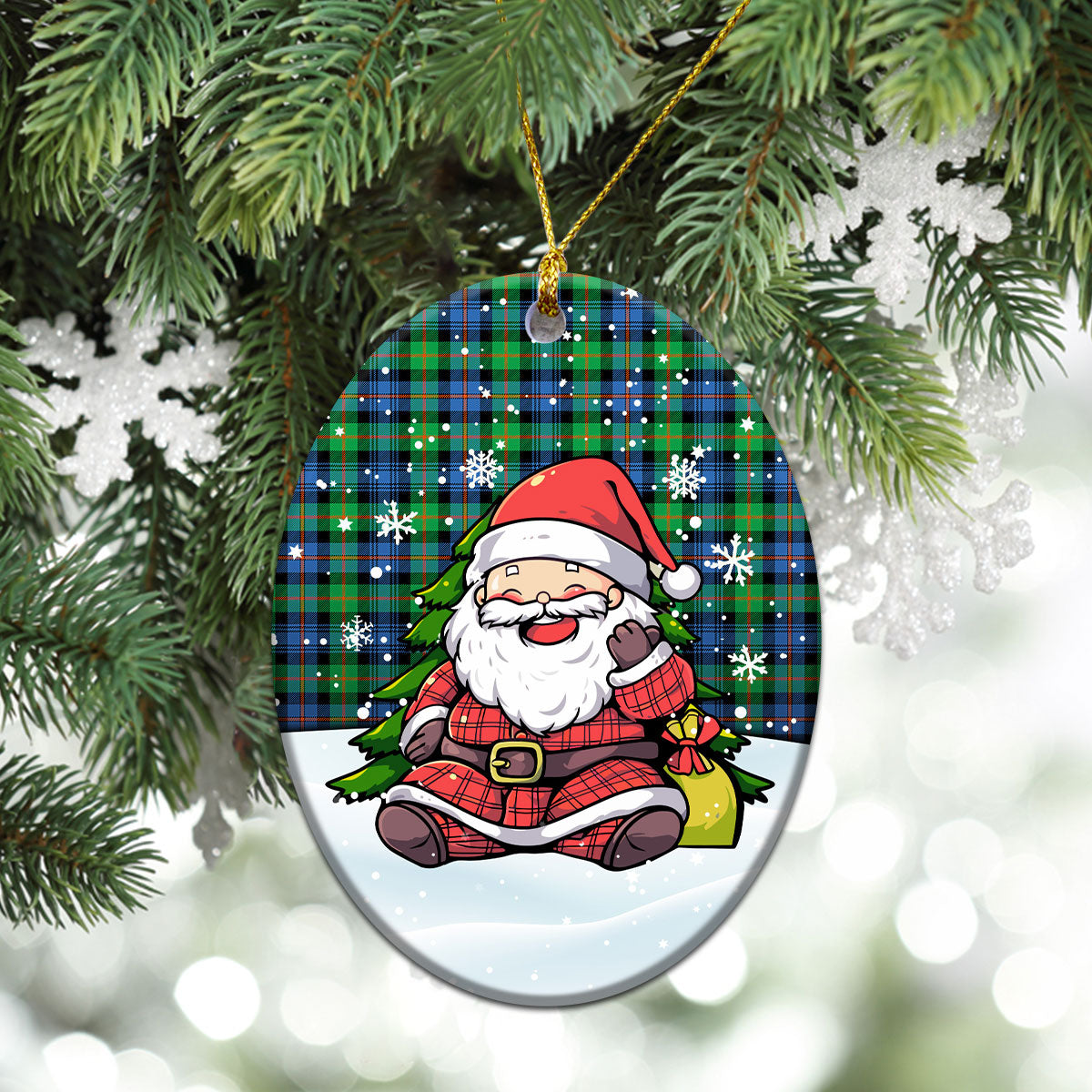 Murray of Atholl Ancient Tartan Christmas Ceramic Ornament - Scottish Santa Style