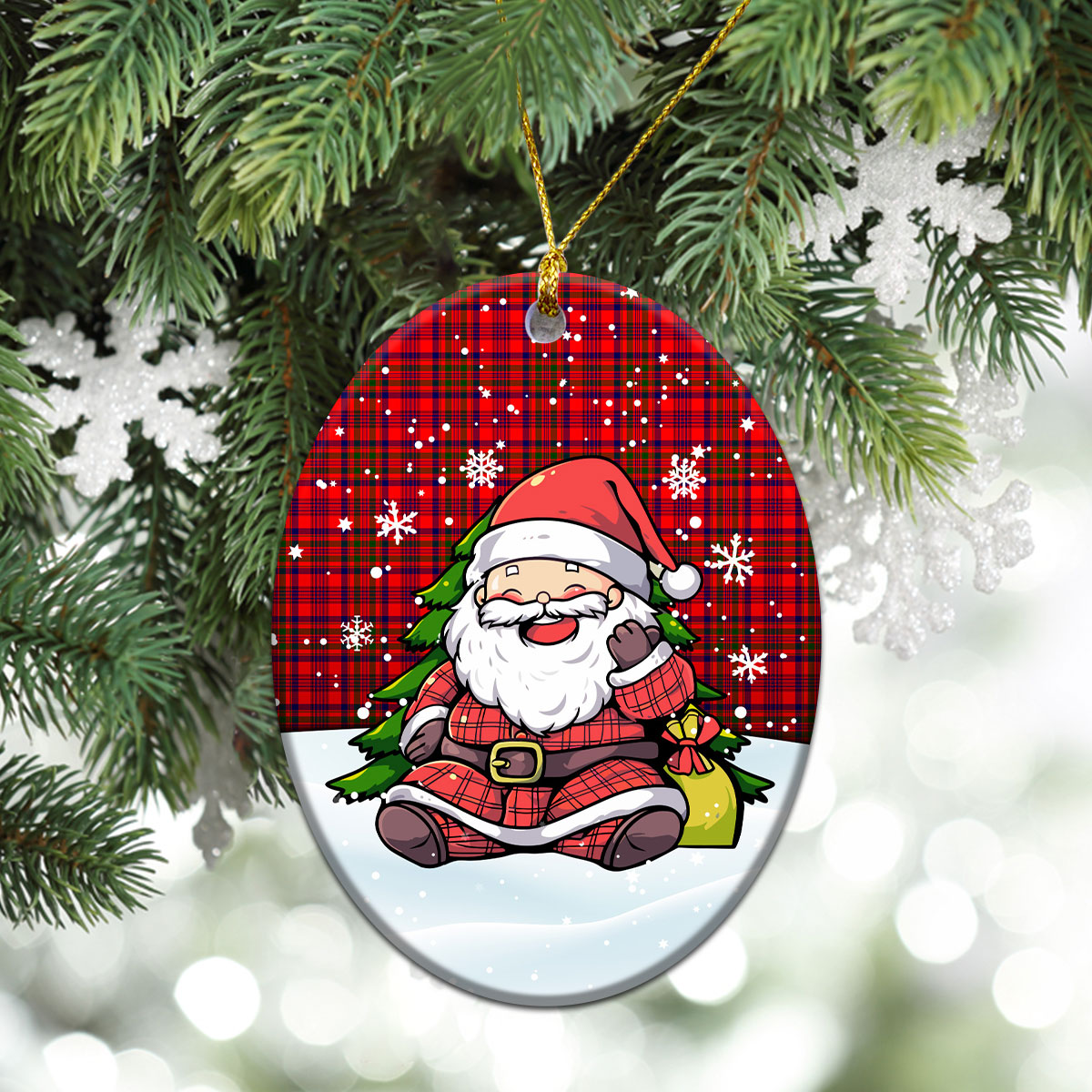 Murray of Tulloch Modern Tartan Christmas Ceramic Ornament - Scottish Santa Style