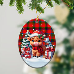 Nicolson Modern Tartan Christmas Ceramic Ornament - Highland Cow Winter Style