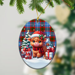 Preston Tartan Christmas Ceramic Ornament - Highland Cow Winter Style