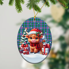 Ralston Tartan Christmas Ceramic Ornament - Highland Cow Winter Style