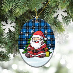 Ramsay Blue Ancient Tartan Christmas Ceramic Ornament - Scottish Santa Style